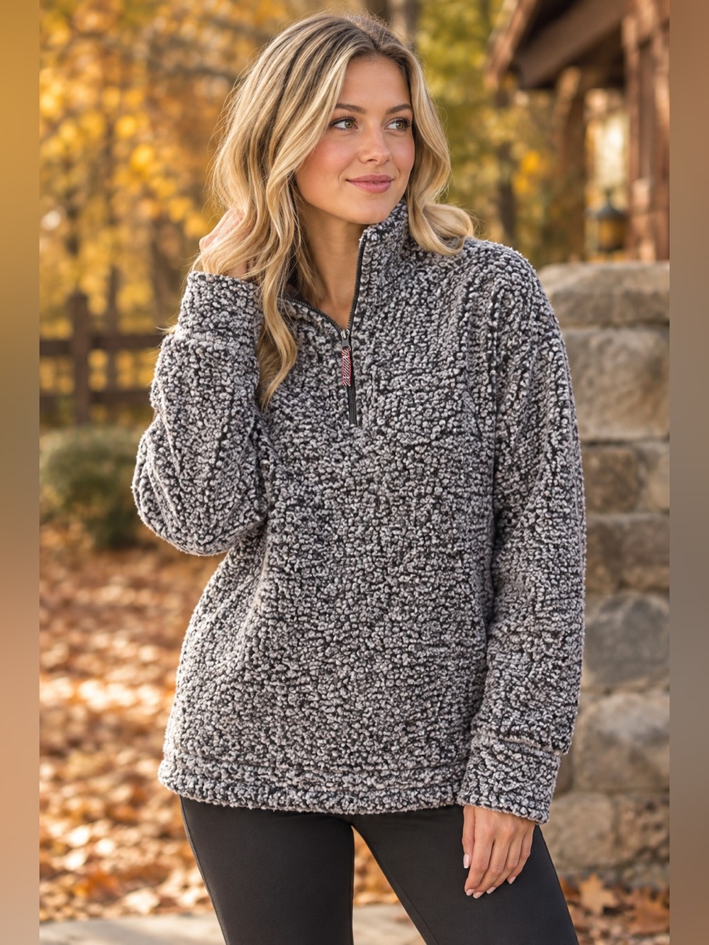 Heather Gray Pocketed Sherpa Half-Zip Pullover